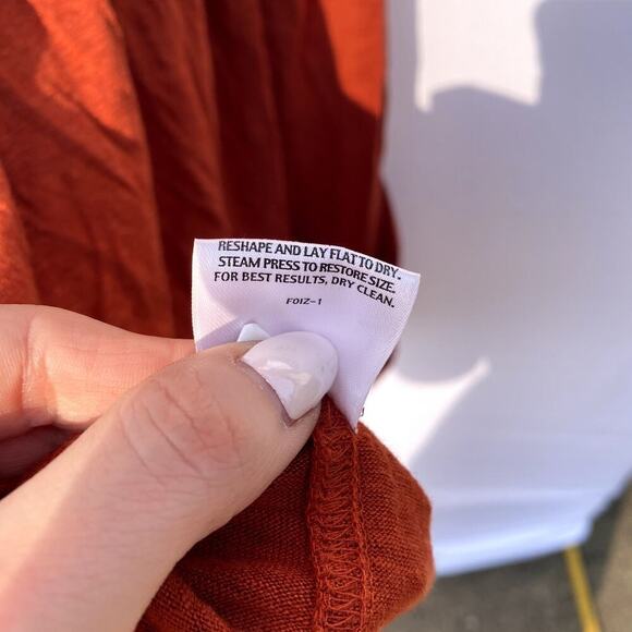 Eileen Fisher Burnt Orange 100% Linen Oversized Racerback Side Pocket Tank Top - Picture 7 of 7